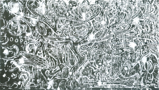 魏晋樊氏墓画像石《萧史吹箫图》局部